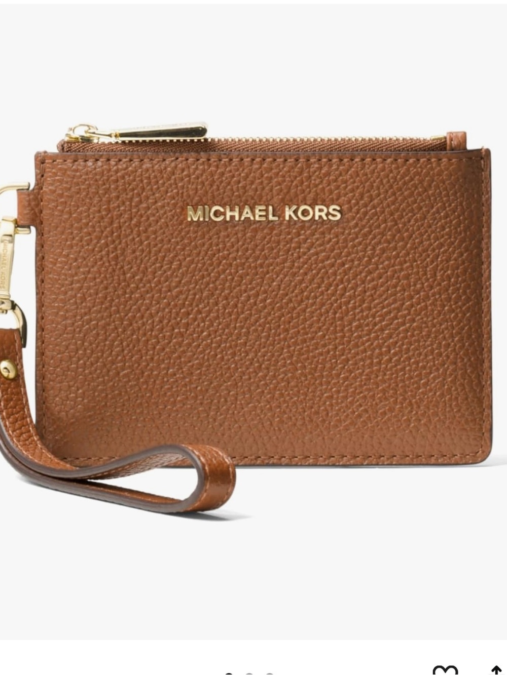 Michael Kors Cognac Pebbled Leather Wristlet Card Case